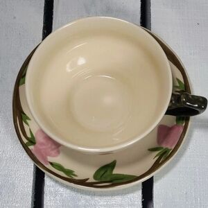 Vintage Set Of 2 Franciscan Desert Rose Tea Cups And Saucers Earthenware USA